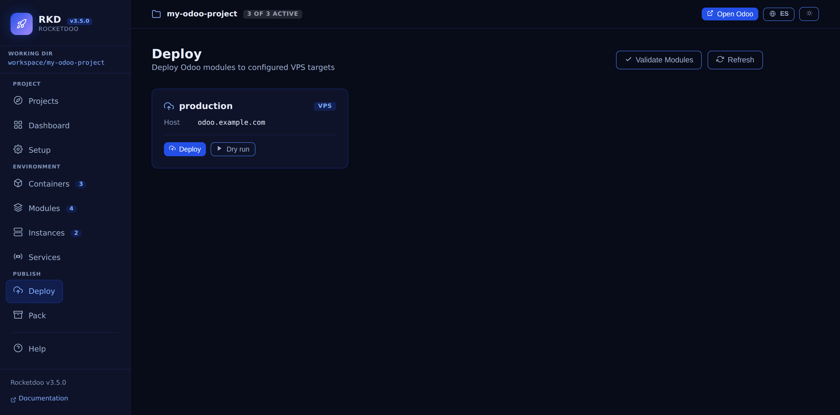 Deploy screen
